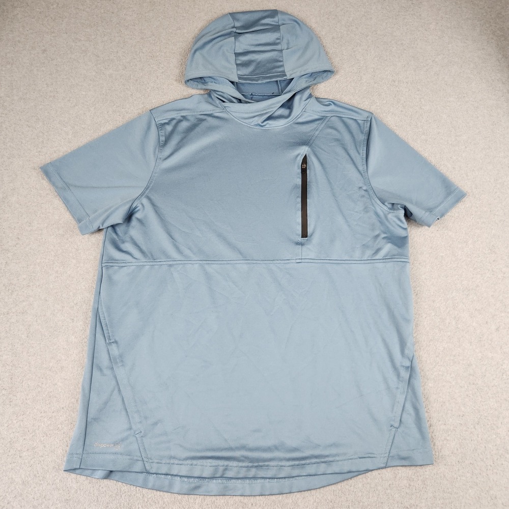 Russell Hoodie Mens Large Blue Training Fit Short Sleeve Dri-Power Pullover